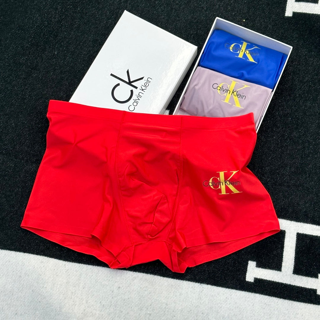 Calvin Klein Goat-milk silk Gold-Tone Monogram Details Men's Boxer Briefs - 3-Piece Box
