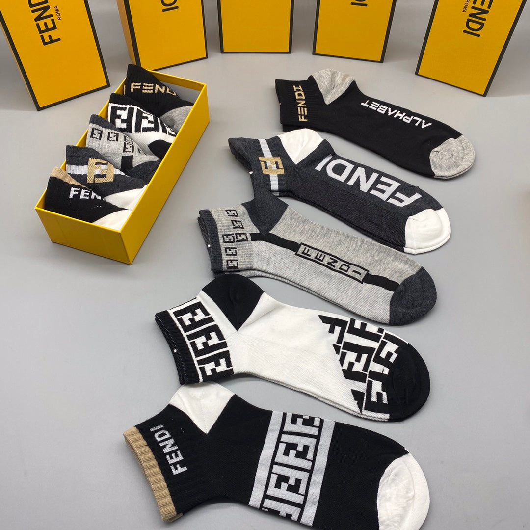 Fendi Logo Ankle Socks - 5-Pair Box