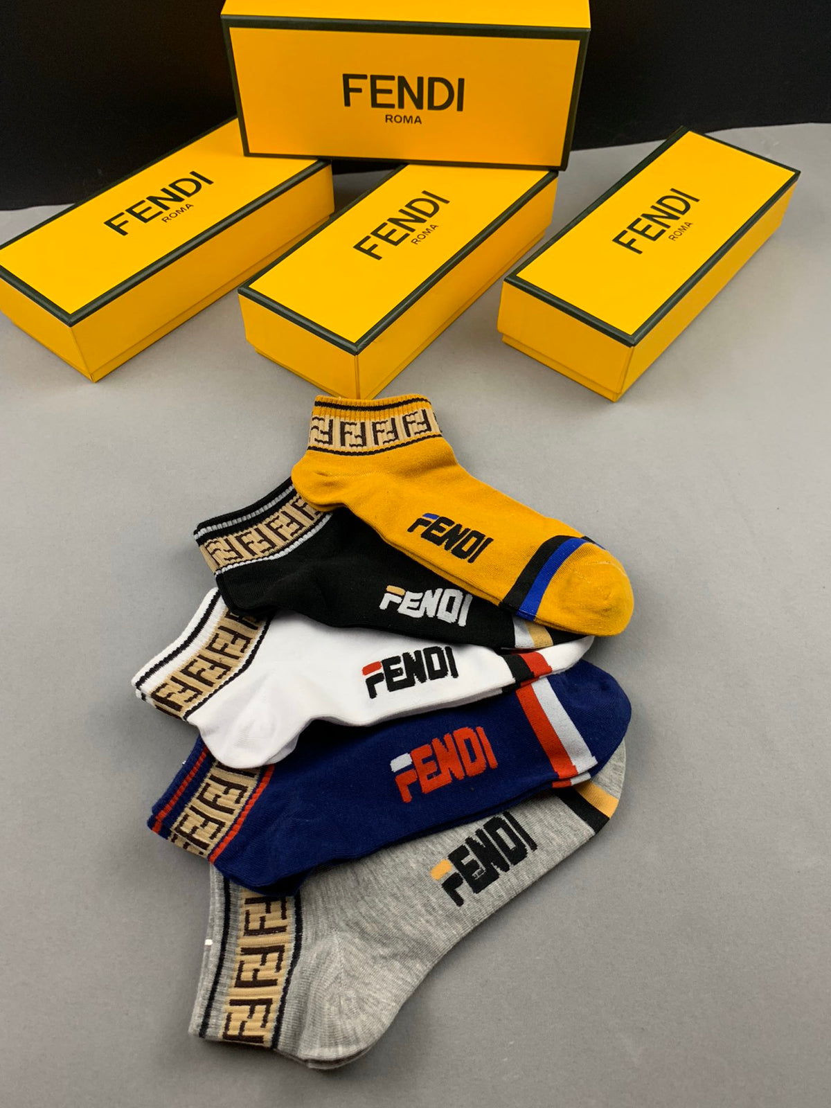 Fendi Logo Ankle Socks - 5-Pair Box