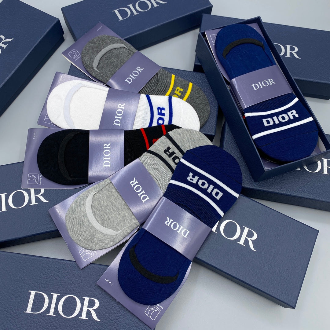Dior Colourful Stripe Details No-Show Socks