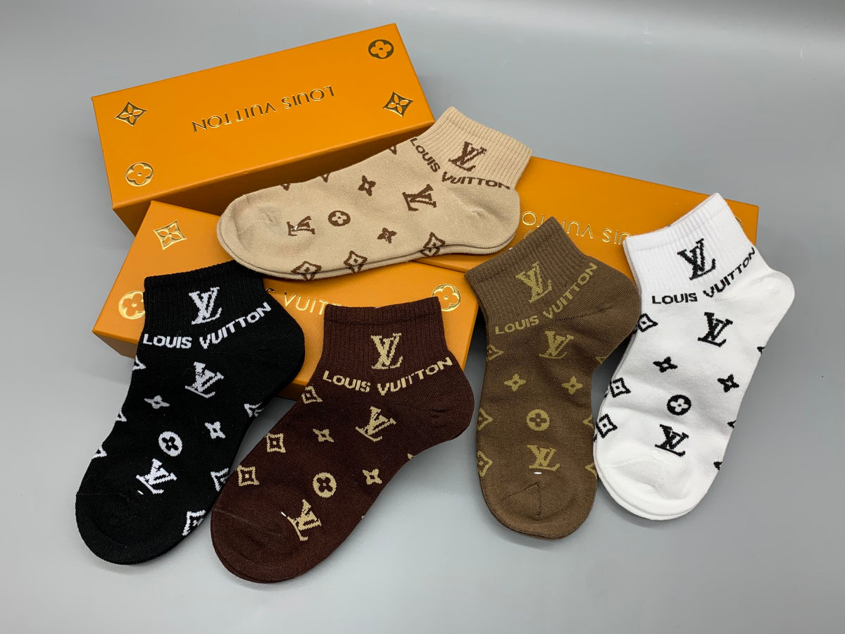 Louis Vuitton Monogram-Style Motifs No-Show Socks