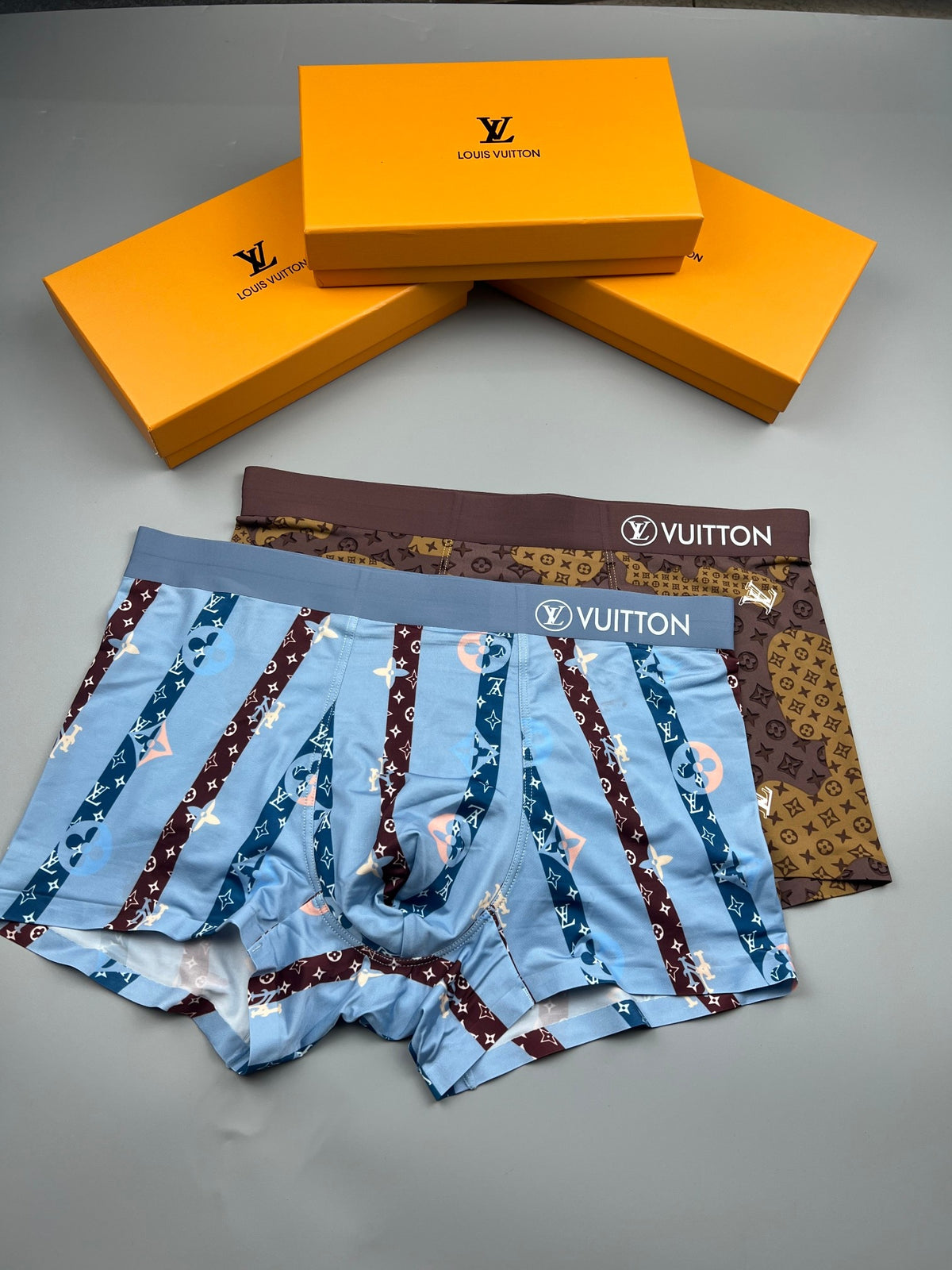 Louis Vuitton All-Over Monogram-Style Motifs Men's Boxer Briefs - 3-Piece Box