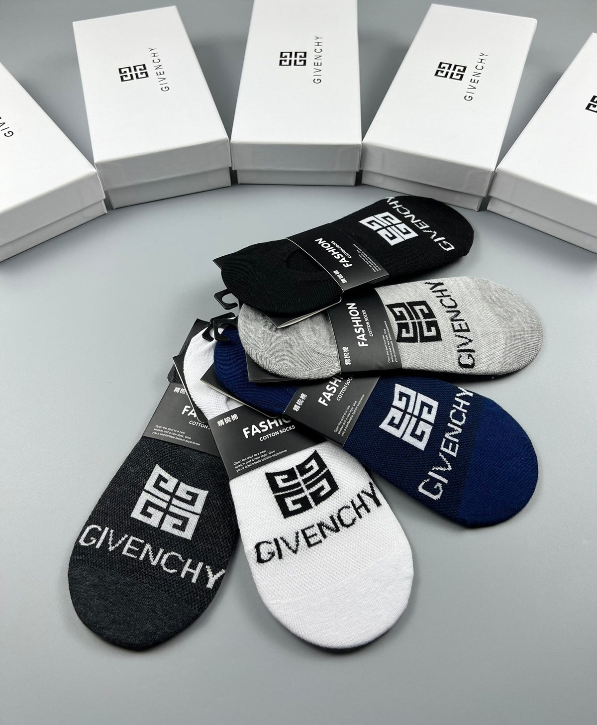 Givenchy Cotton No-Show Socks - 5-Pair Set
