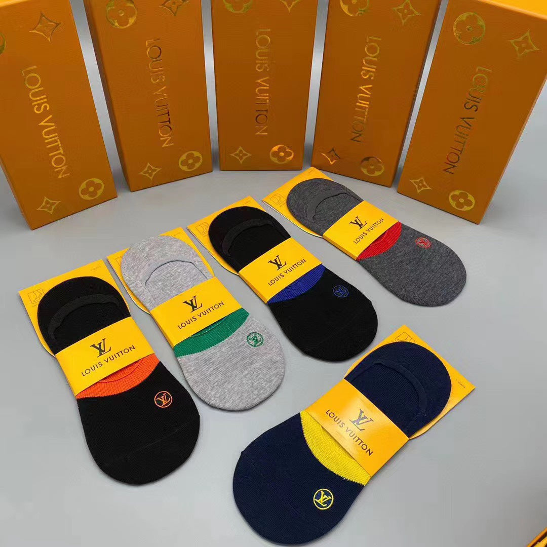 Louis Vuitton Restrained Initial Details No-Show Socks - 5-Pair Set