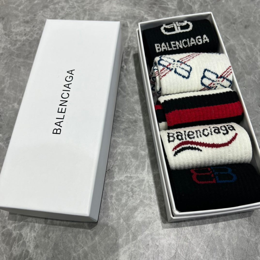 Balenciaga Striped Pattern Crew Socks - Assorted Set