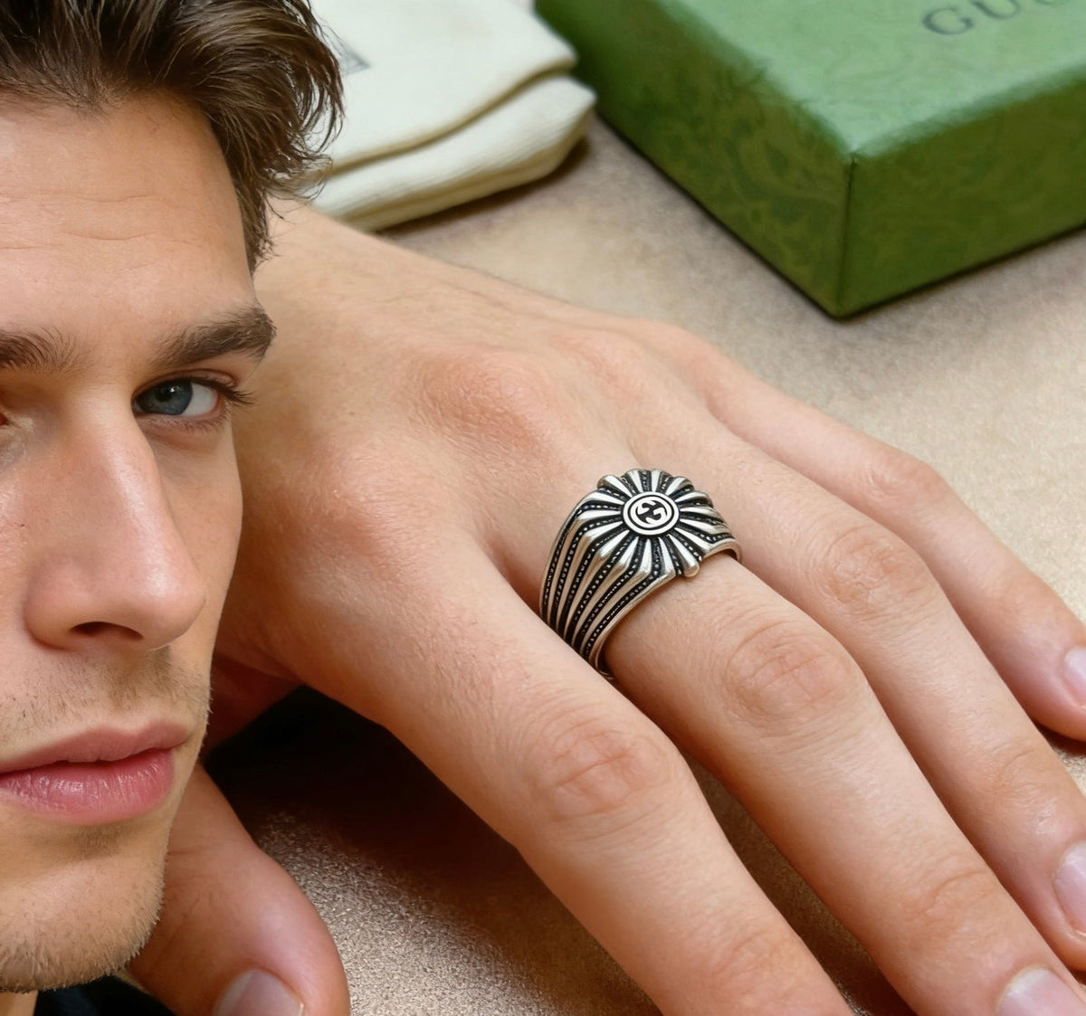 Martin Graham ring in polished metal-tone – styled product view