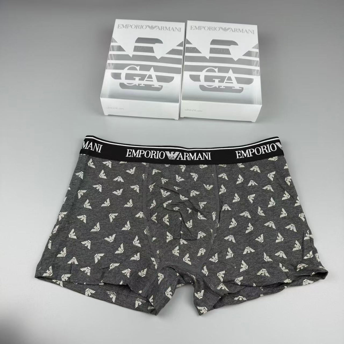 Armani Multi-Colour Letter Print Cotton Men's Boxer Briefs - 3-Piece Box