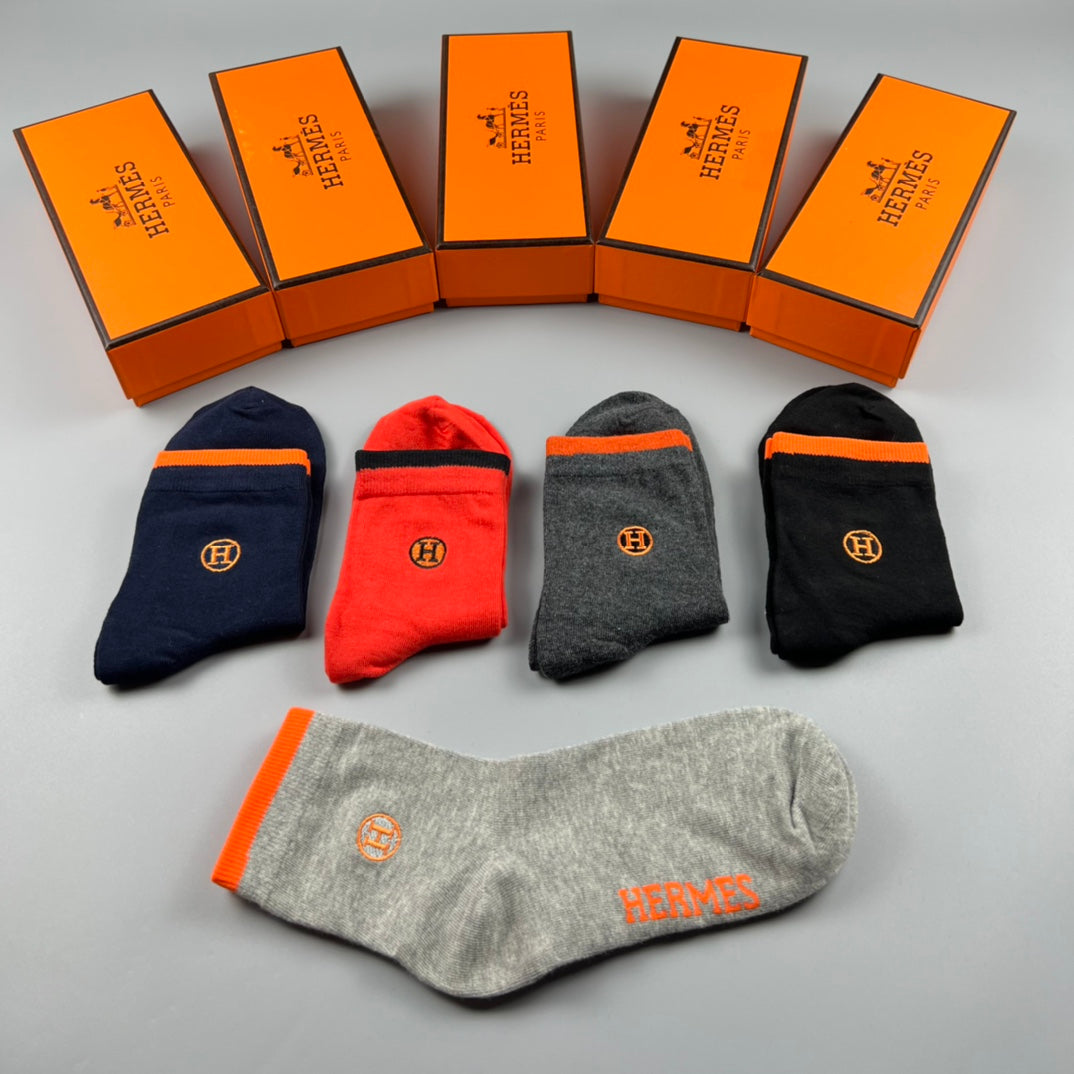 Hermes Colour Mix Crew Socks - 5-Pair Box