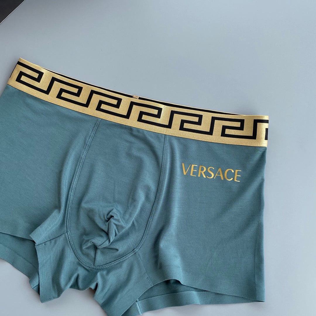 Versace Greek-Key Waistbands And Gold Lettering Men's Boxer Briefs - 3-Piece Box