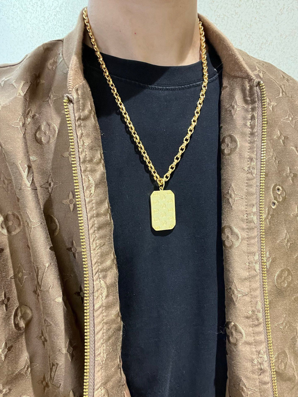Martin Graham pendant necklace in polished metal-tone – styled product view