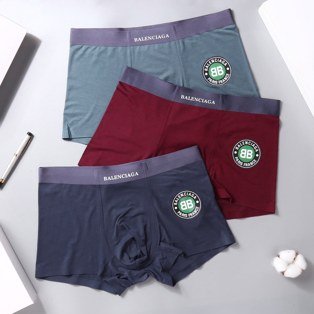 Balenciaga Circular Front Emblems Men's Boxer Briefs - 3-Piece Box