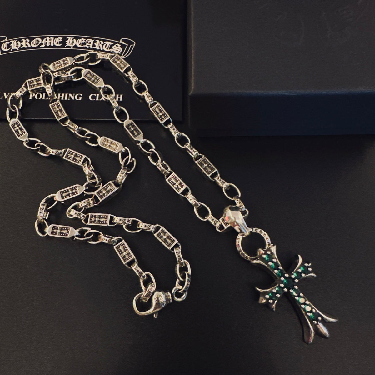 Martin Graham pendant necklace in polished metal-tone – styled product view