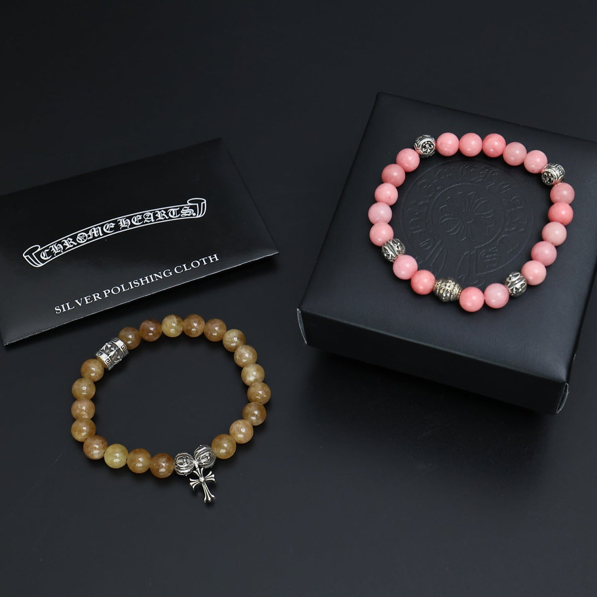 Martin Graham beaded bracelet in polished metal-tone – styled product view