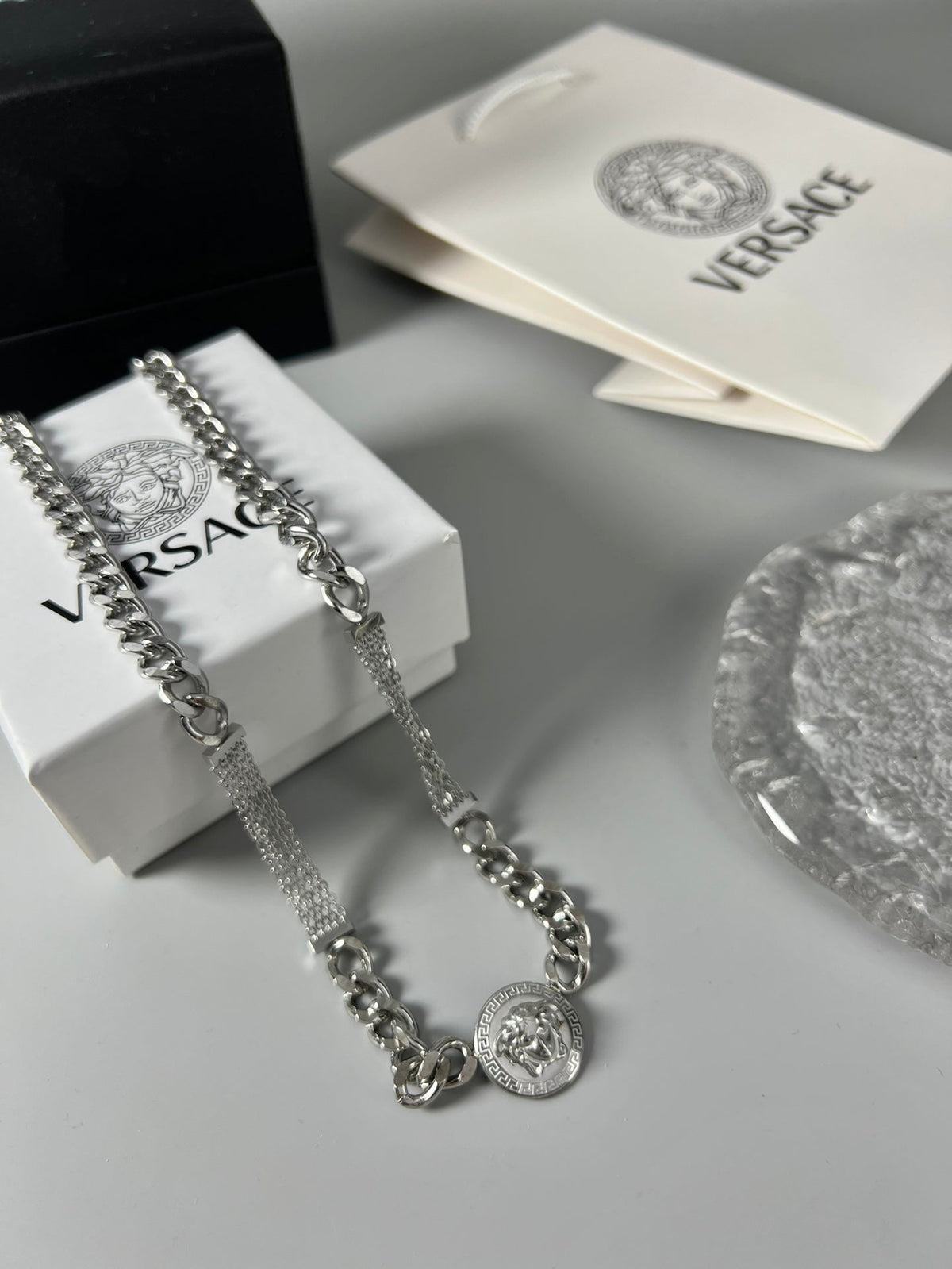 Martin Graham pendant necklace in polished metal-tone – close-up detail