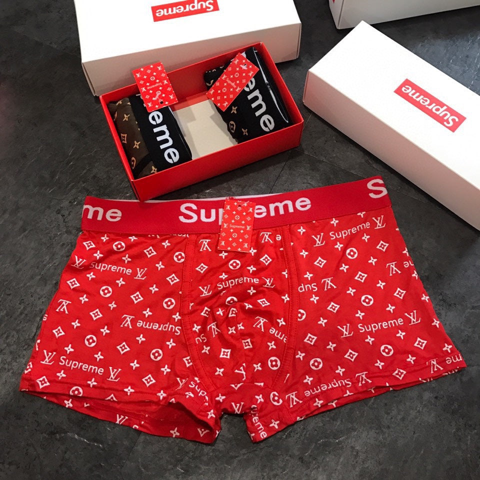 Louis Vuitton x Supreme All-Over Monogram-Style Graphics Men's Boxer Briefs - 3-Piece Box