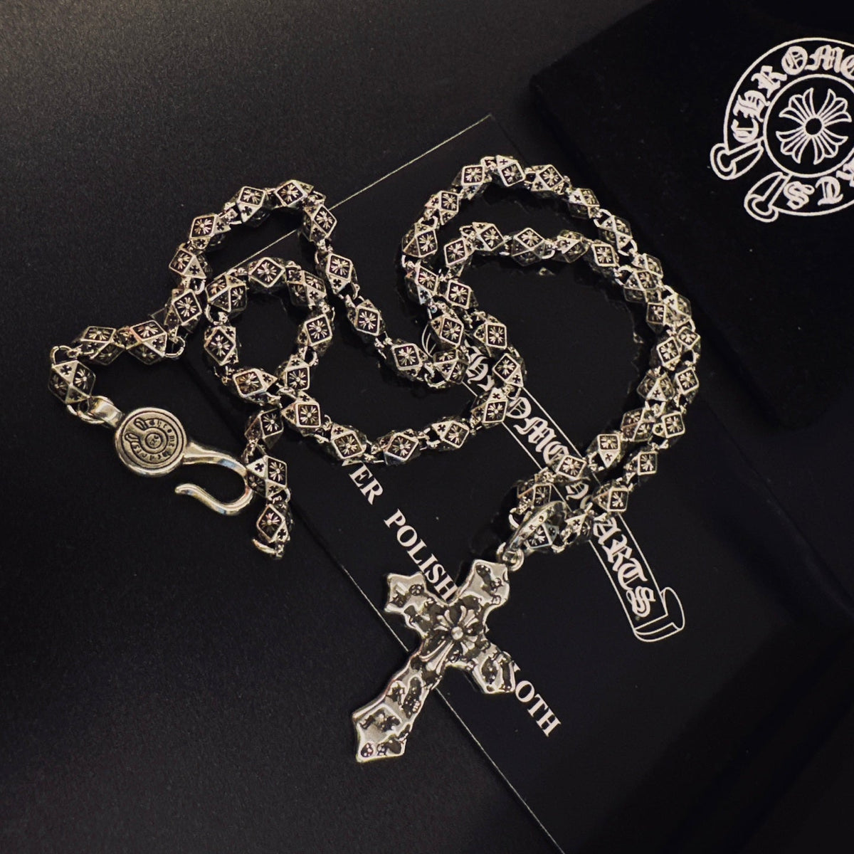 Martin Graham pendant necklace in polished metal-tone – styled product view