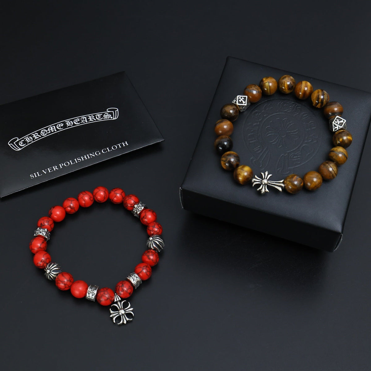 Martin Graham beaded bracelet in polished metal-tone – styled product view