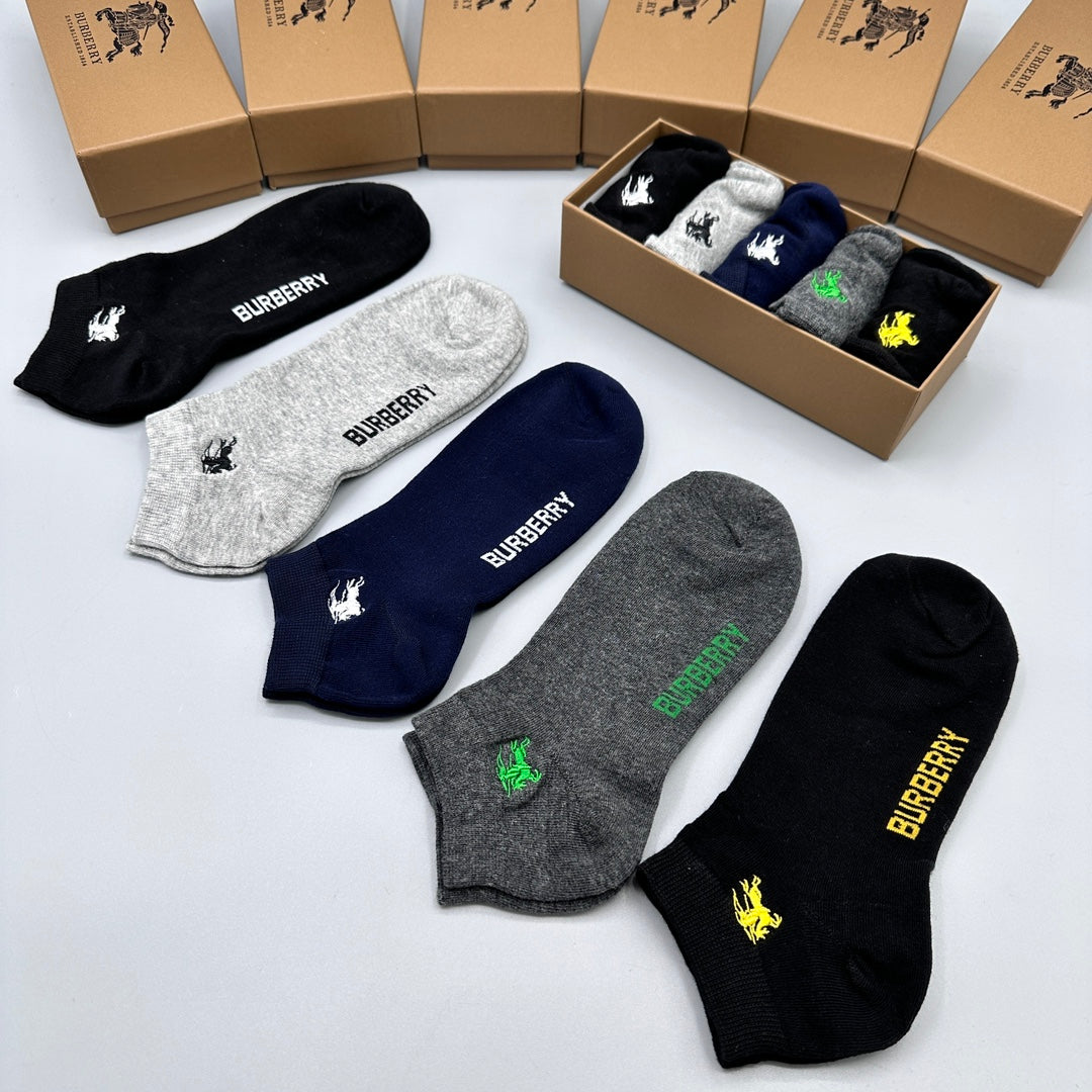Burberry Logo Ankle Socks - 5-Pair Box