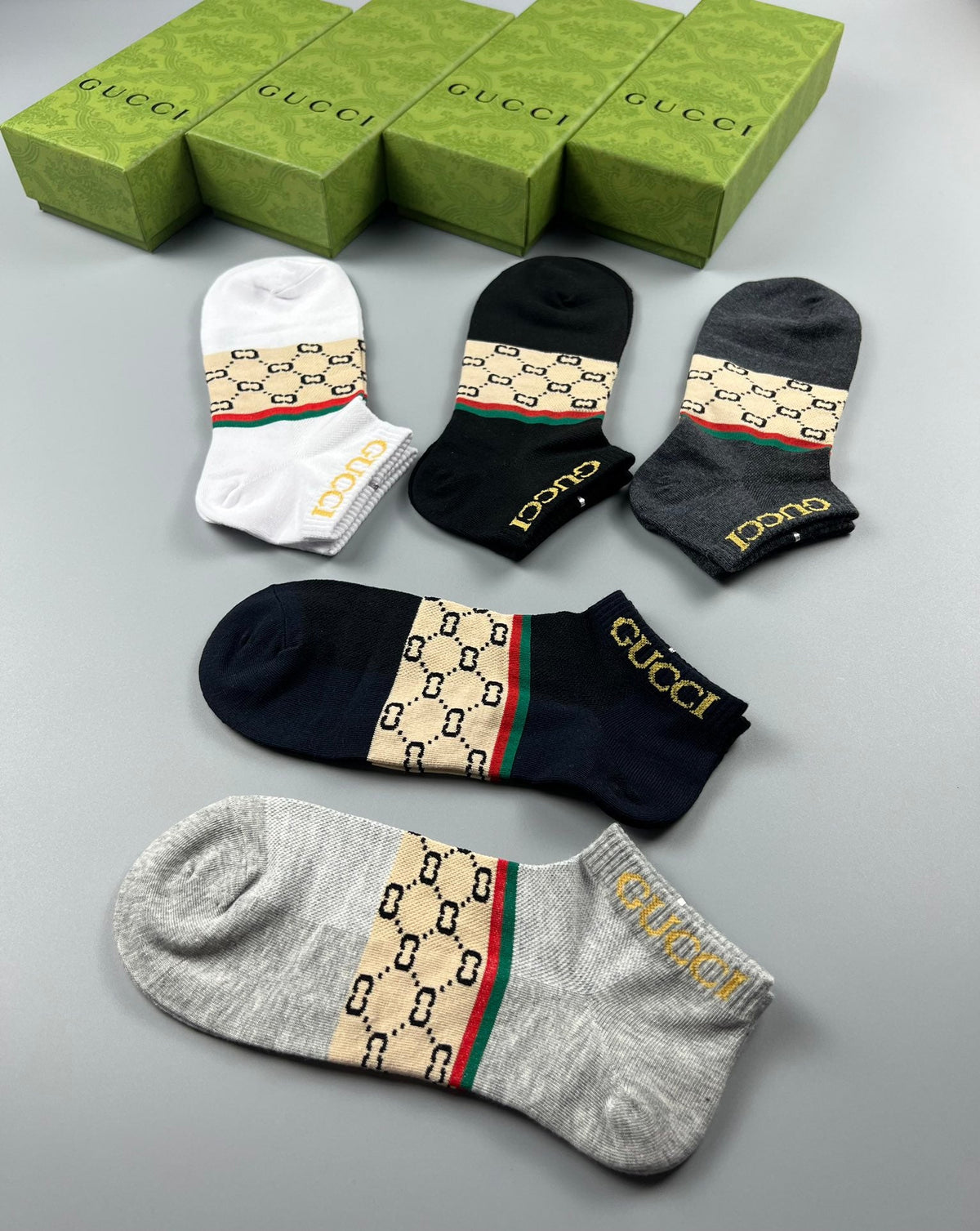 Gucci Heritage GG-Band Ankle Socks - Box of 5 Pairs