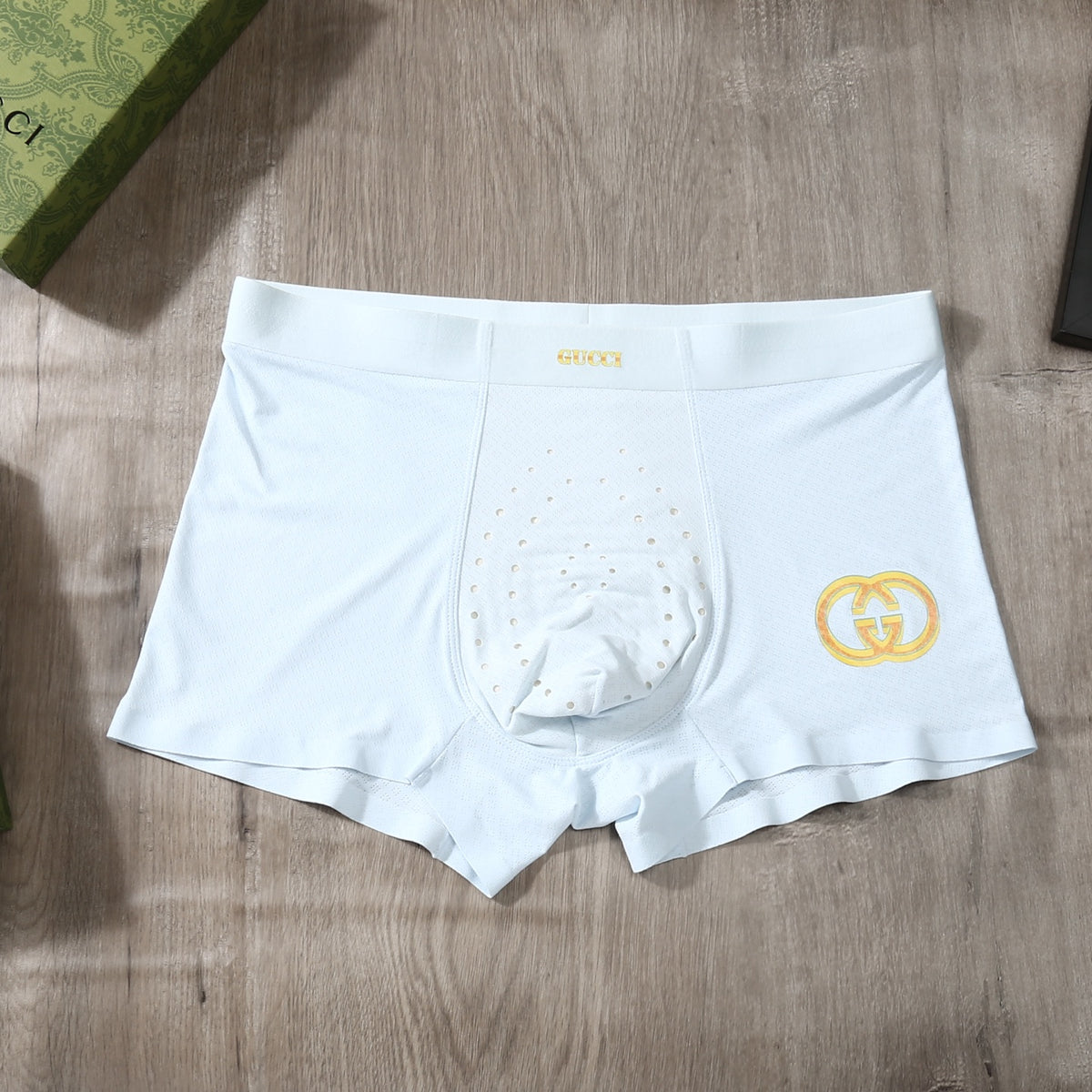 Gucci Perforated Logo Men's Trunk Underwear - 3-Piece Box
