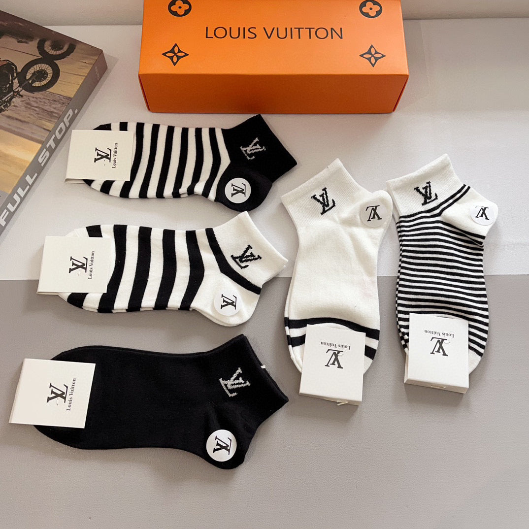 Louis Vuitton Striped Crew Socks - Box of 5 Pairs
