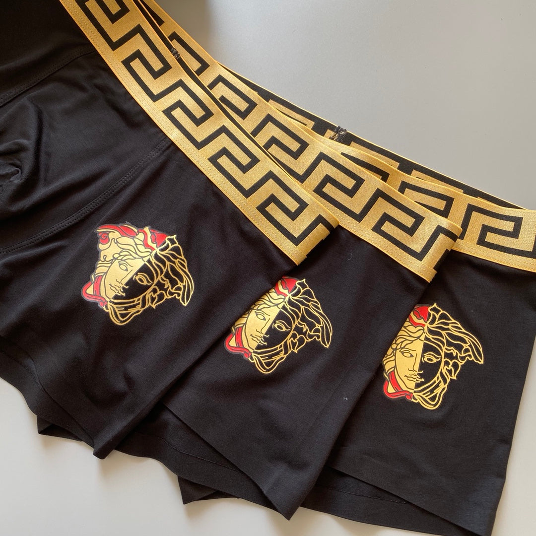 Versace Modal-Blend Greek-Key Waistband Men's Boxer Briefs - 3-Piece Box