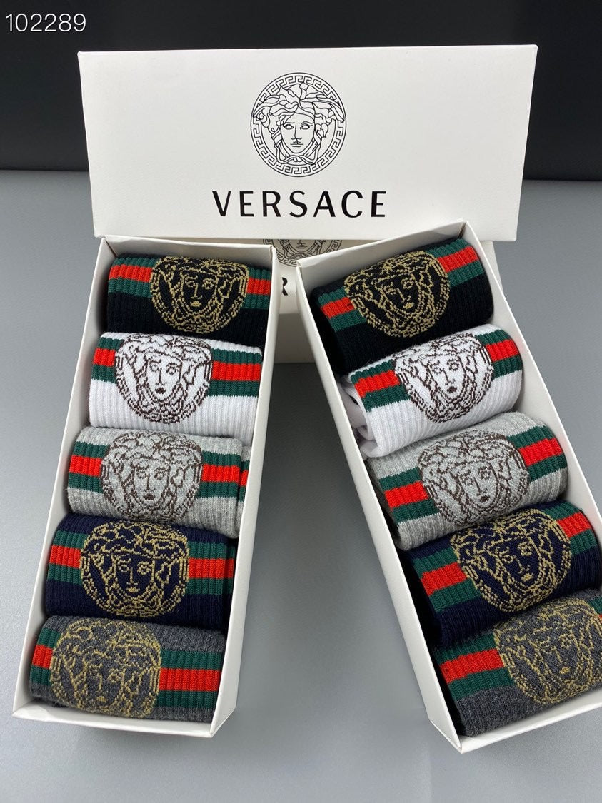 Versace Cotton Crew Socks - 5-Pair Set