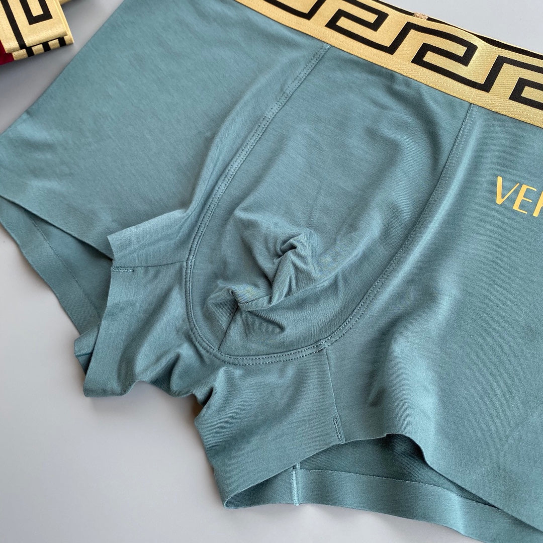 Versace Greek-Key Waistbands And Gold Lettering Men's Boxer Briefs - 3-Piece Box