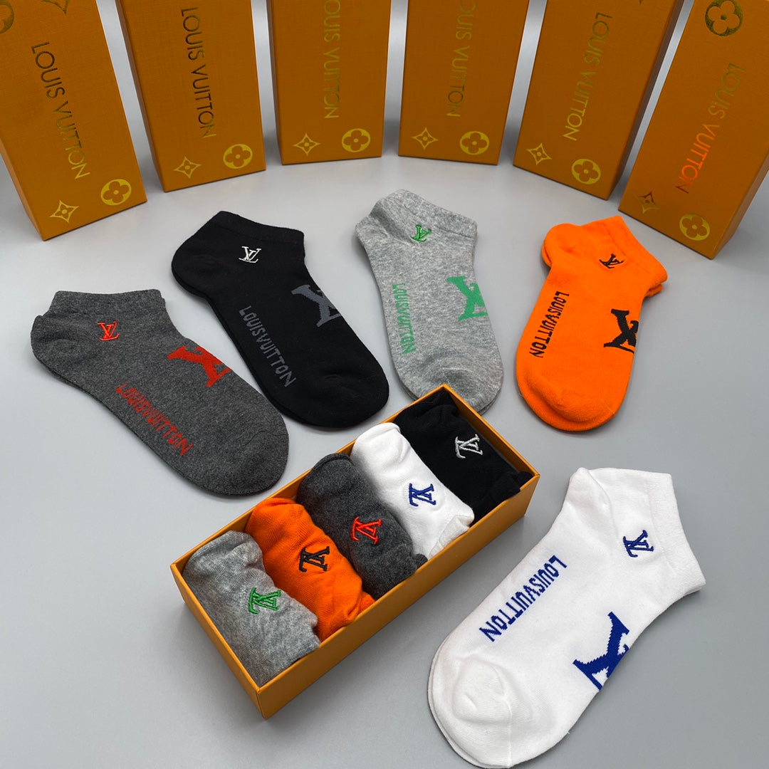 Louis Vuitton Contrast Initials No-Show Socks - 5-Pair Set