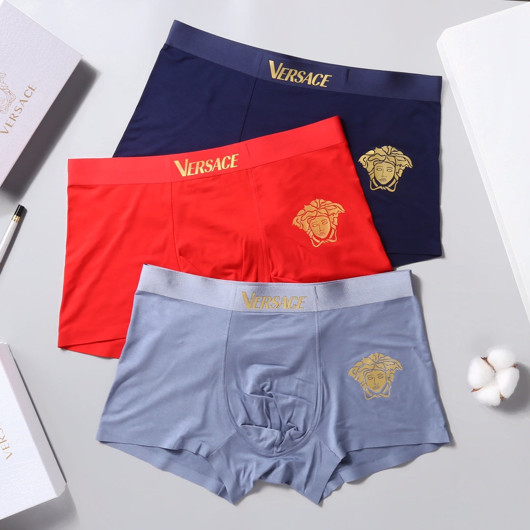 Versace Medallion Details Men's Boxer Briefs - 3-Piece Box