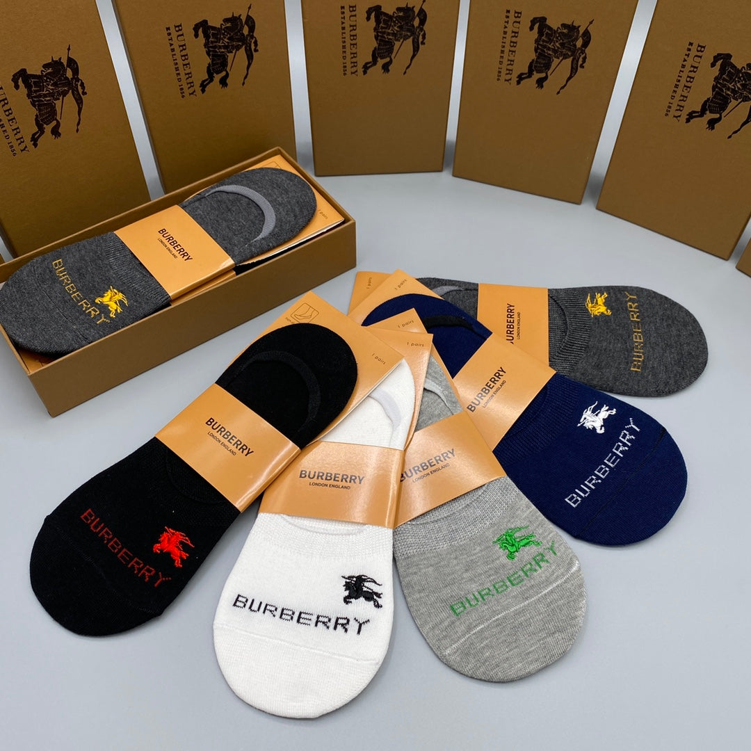 Burberry Shield Crest No-Show Socks - Box of 5 Pairs