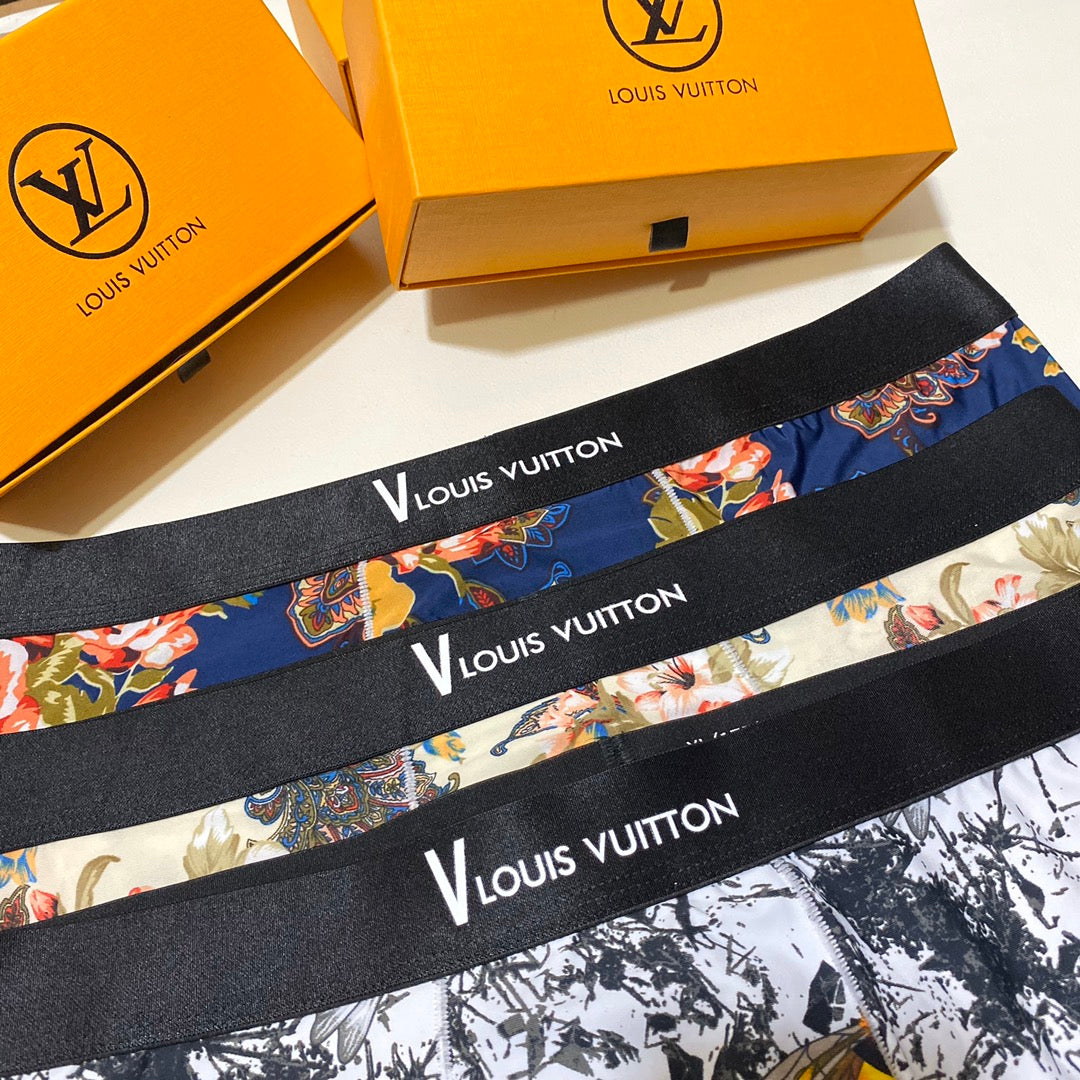 Louis Vuitton Floral And All-Over Art Prints Men's Boxer Briefs - 3-Piece Box