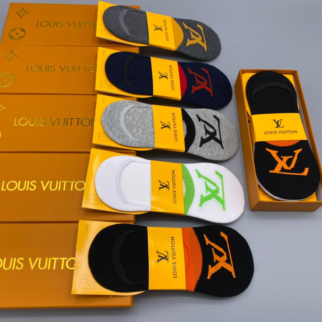 Louis Vuitton Bold LV Logo No-Show Socks - Box of 5 Pairs
