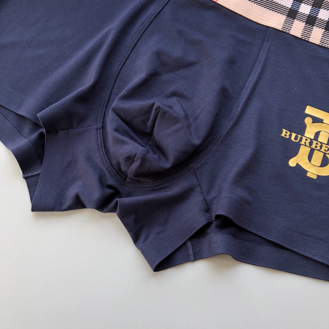 Burberry Check-Inspired Waistbands And Gold-Tone Crest Details Men's Boxer Briefs - 3-Piece Box