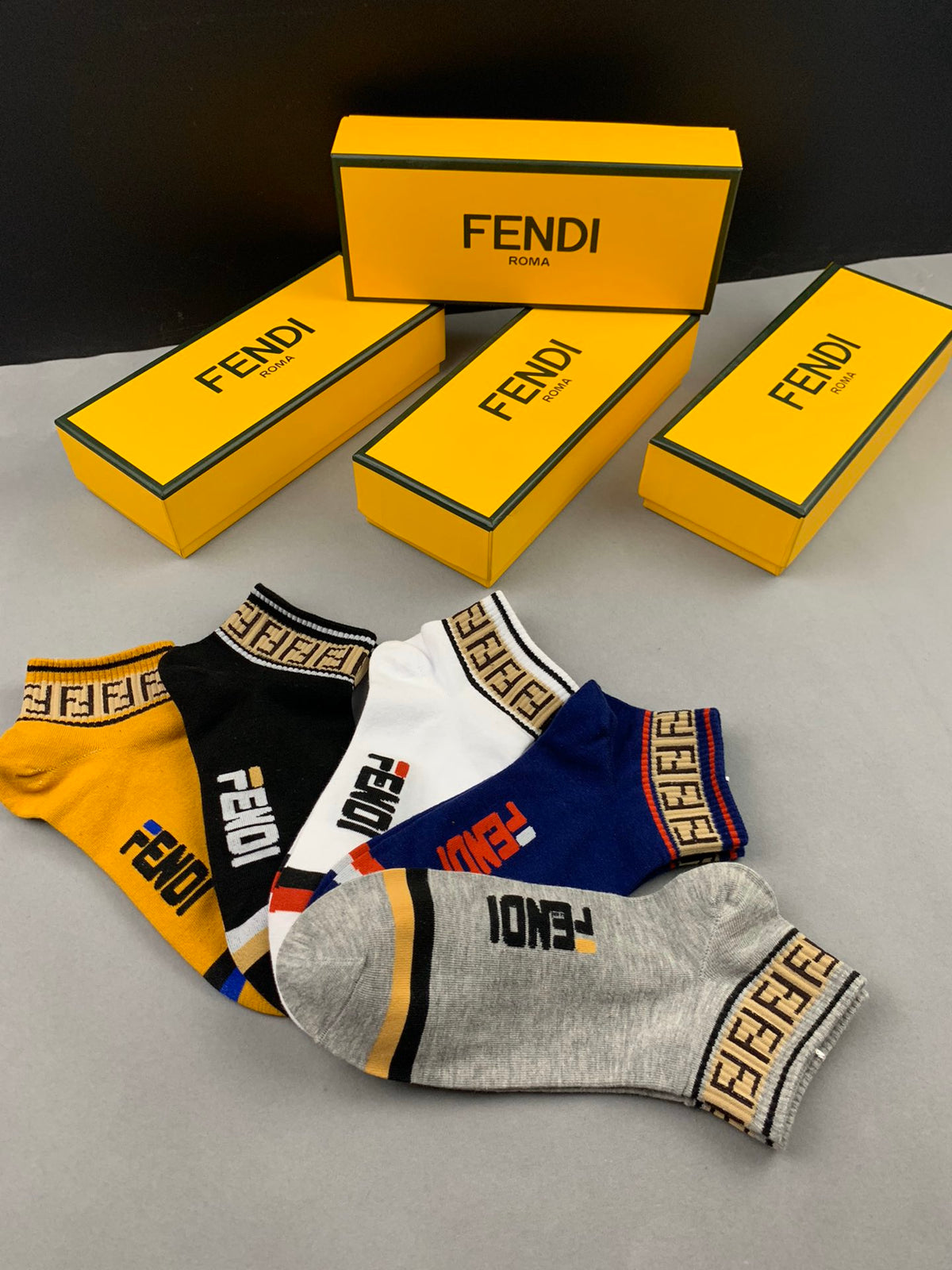Fendi Logo Ankle Socks - 5-Pair Box