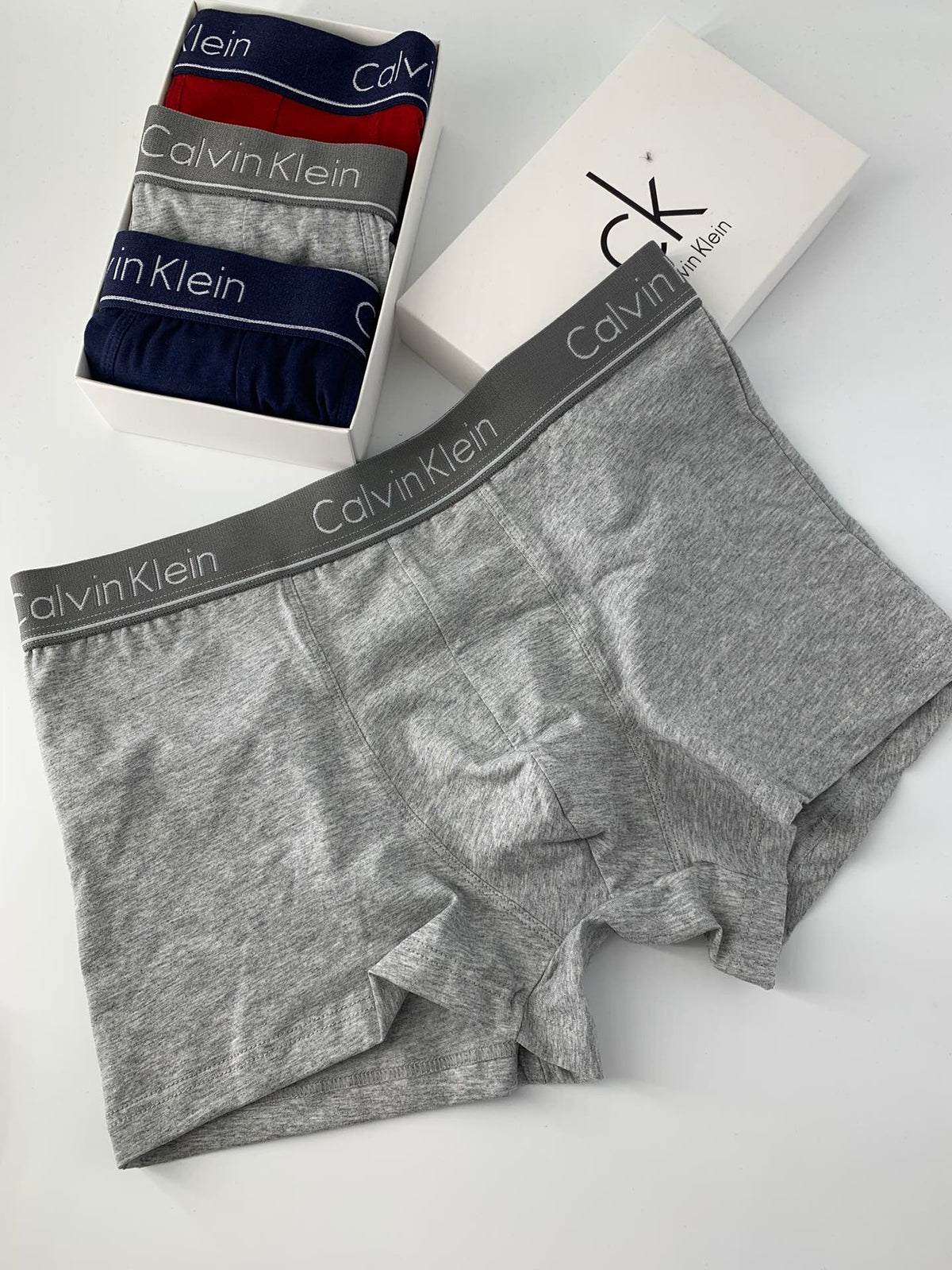 Calvin Klein Cotton Solid Panels And Visible Emblem Details Men's Boxer Briefs - 3-Piece Box