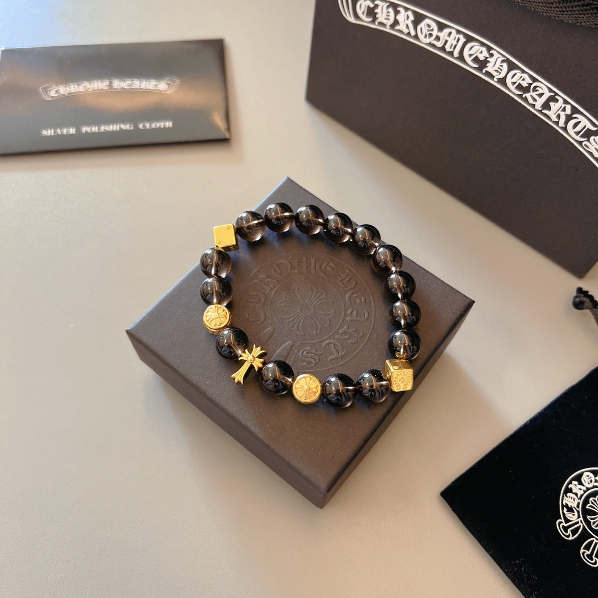 Martin Graham beaded bracelet in polished metal-tone – main product view