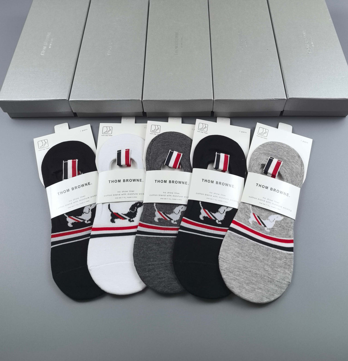 Thom Browne Cotton No-Show Socks - 5-Pair Set