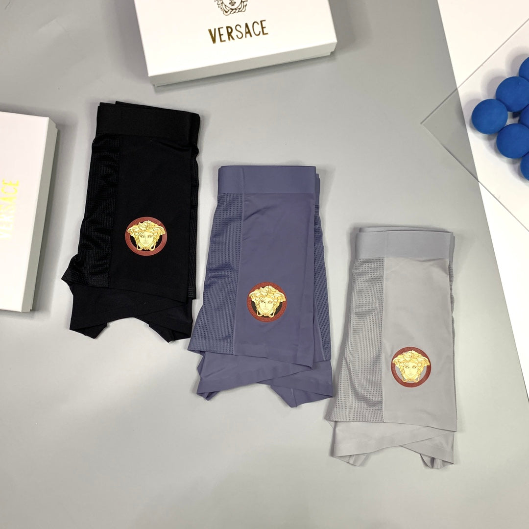 Versace Medallion Patch Details Men's Boxer Briefs - 3-Piece Box