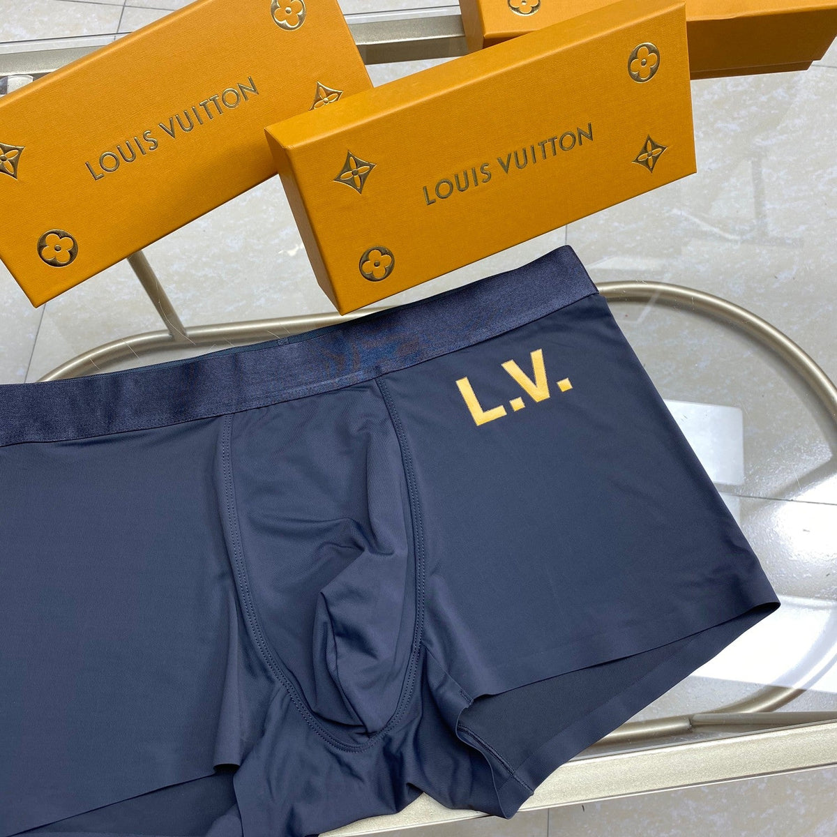 Louis Vuitton Monogram-Style Prints And Solid Colour Men's Boxer Briefs - 3-Piece Box