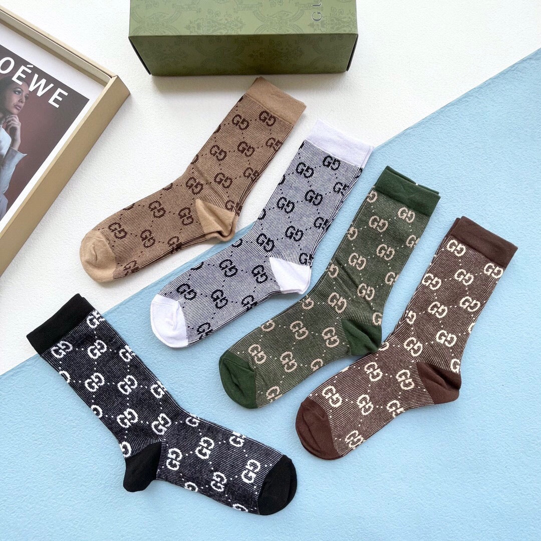 Gucci Monogram Crew Socks - 5-Pair Box