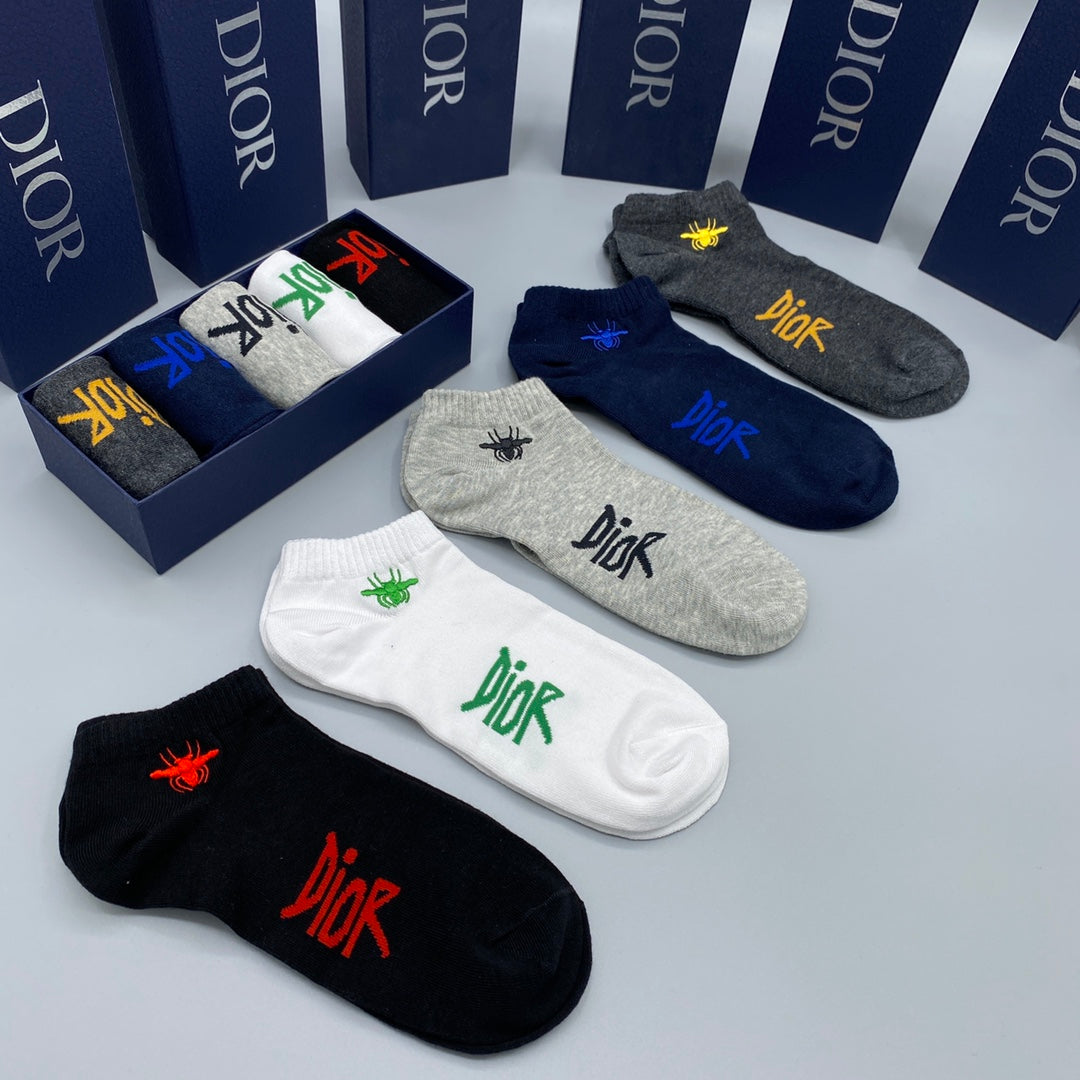 Dior Graphic Ankle Socks - 5-Pair Box