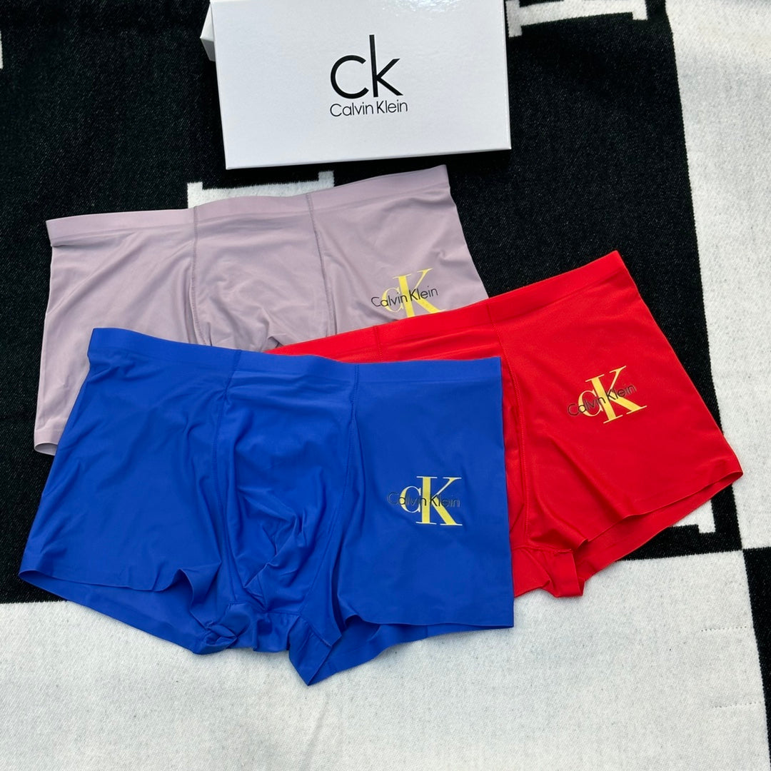 Calvin Klein Goat-milk silk Gold-Tone Logo Details Men's Boxer Briefs - 3-Piece Box