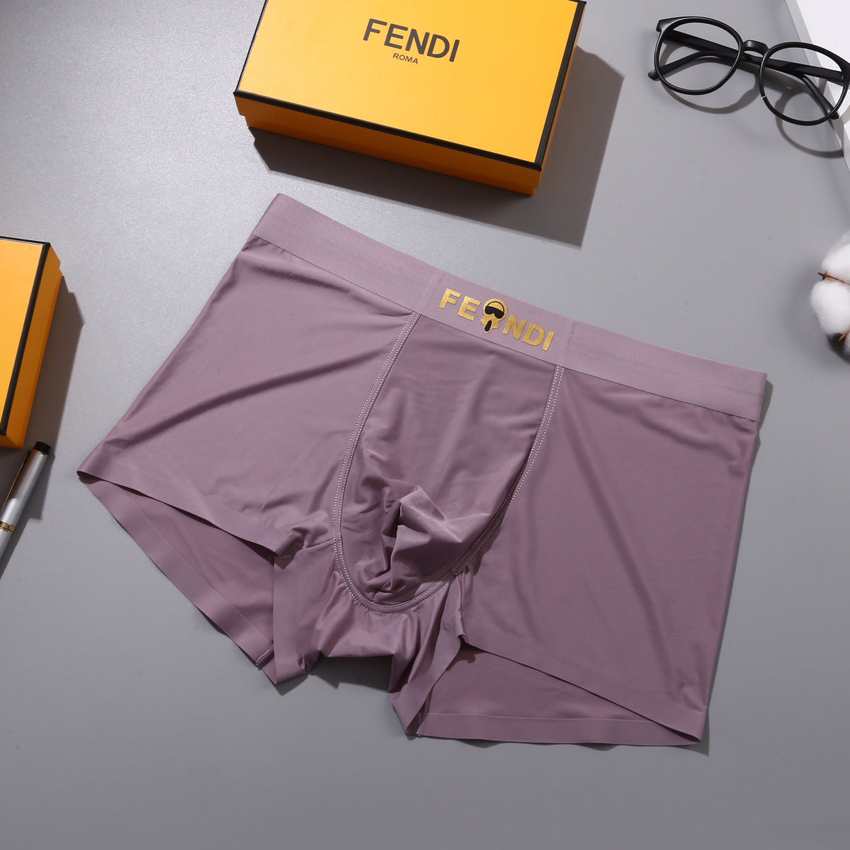 Fendi Gold-Tone Wordmark Details Men's Boxer Briefs - 3-Piece Box