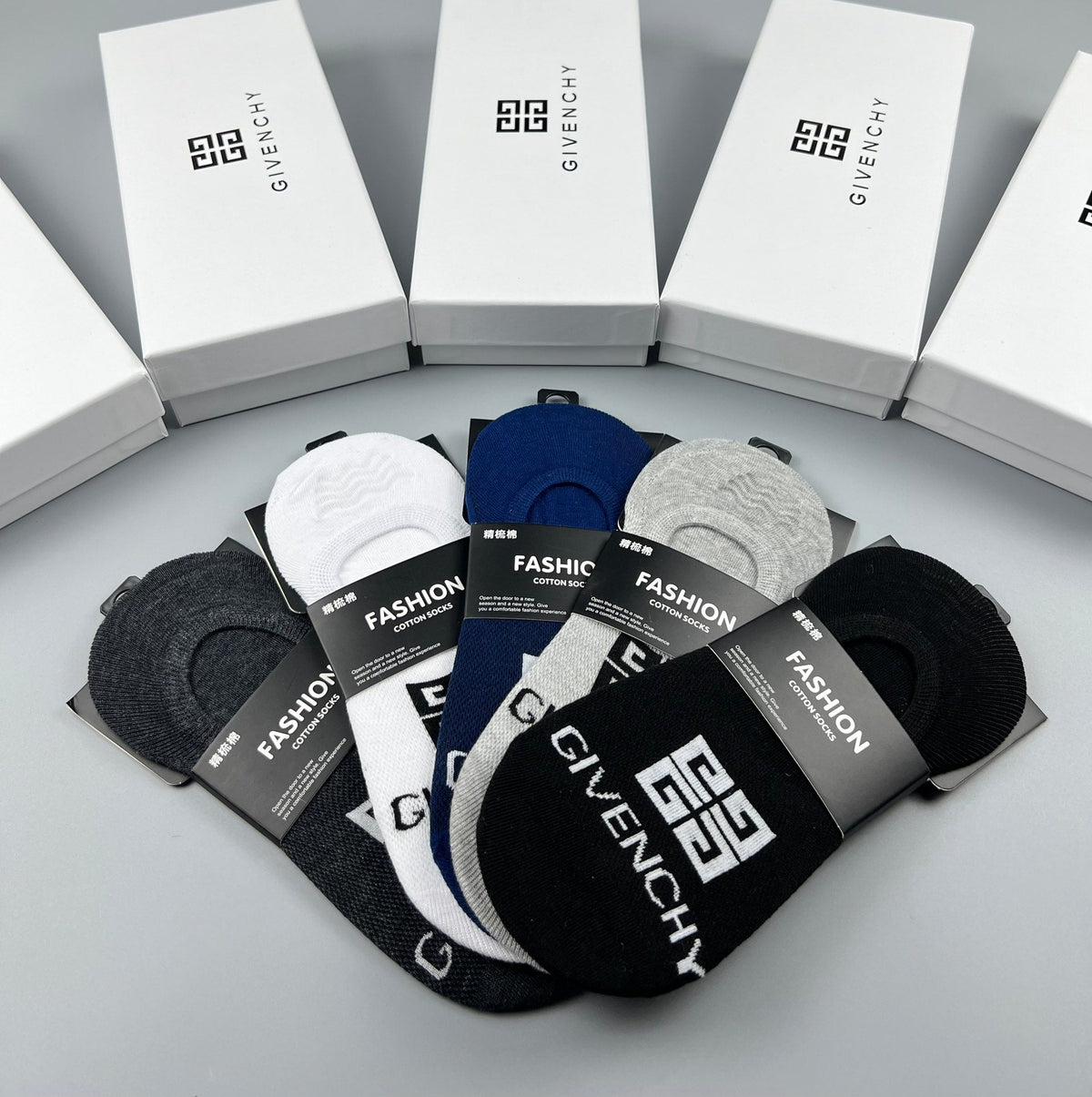 Givenchy Cotton No-Show Socks - 5-Pair Set