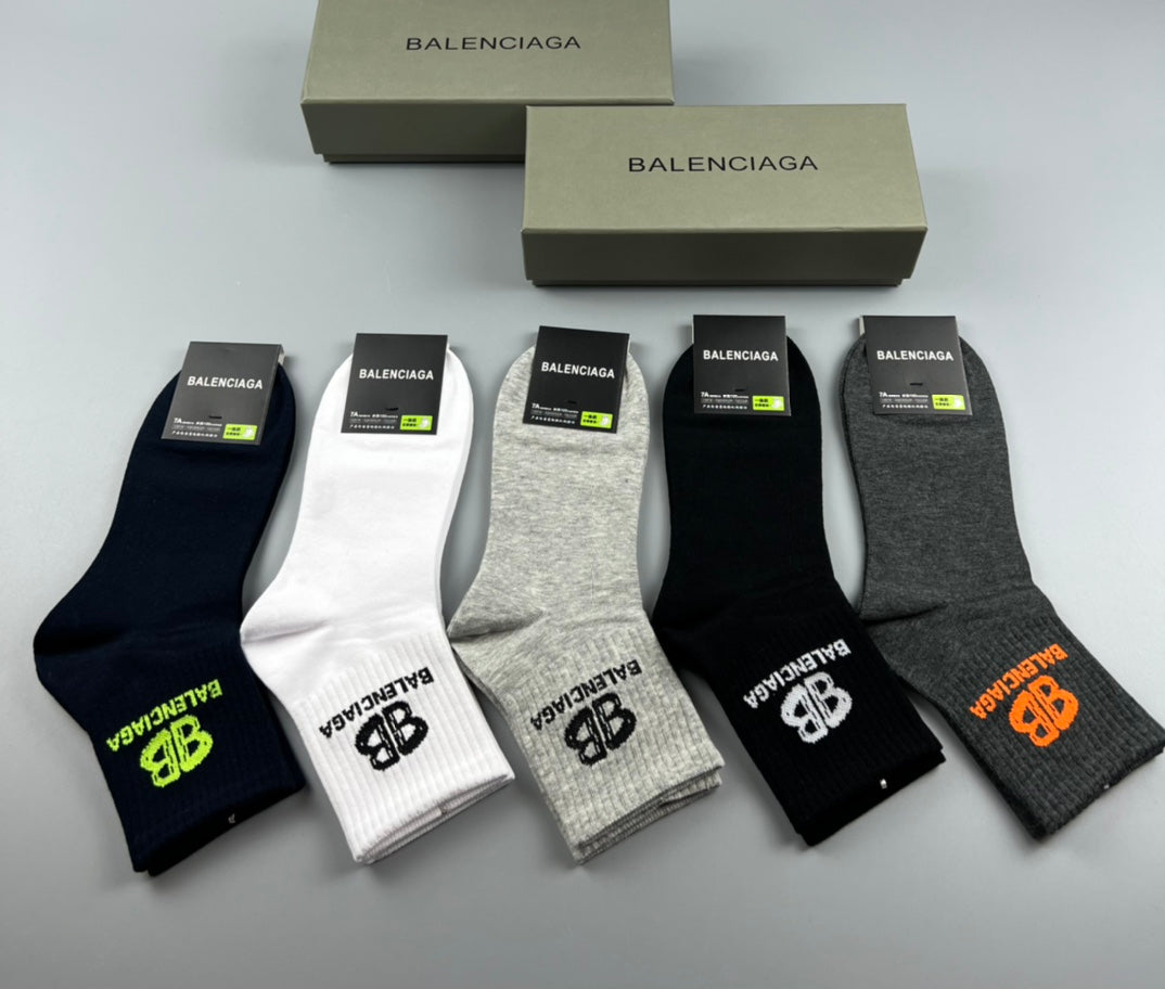 Balenciaga Colourful Bb Graphics Crew Socks - 5-Pair Set