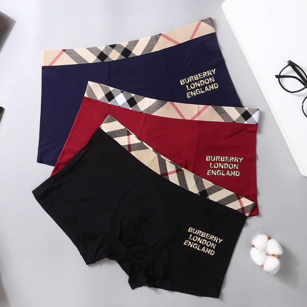 Burberry Heritage Check-Waistband Modal-Blend Boxer Briefs - Box of 3