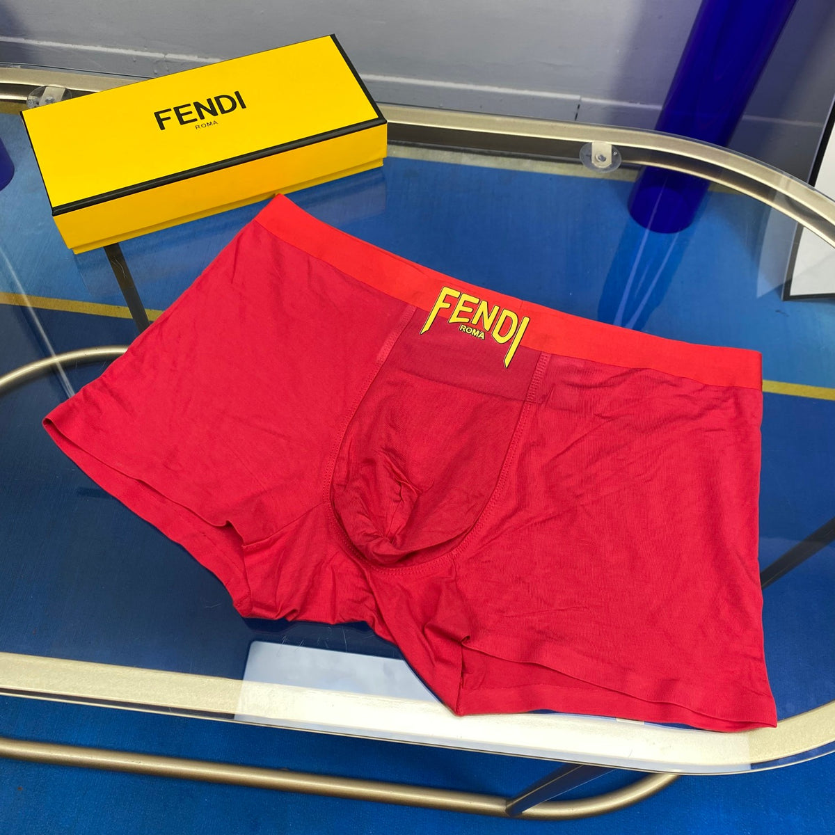 Fendi Modal Contrast Wordmark Details Men's Boxer Briefs - 3-Piece Box