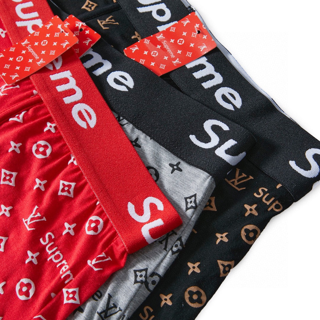 Louis Vuitton x Supreme Cotton All-Over Monogram-Style Graphics Men's Boxer Briefs - 3-Piece Box
