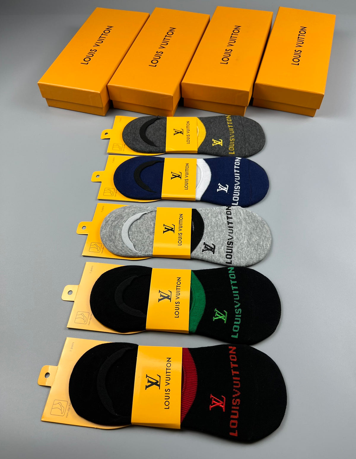 Louis Vuitton Colourful Initial Details No-Show Socks - 5-Pair Set